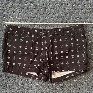 SO Black Nautical Anchor Print Jean Shorts